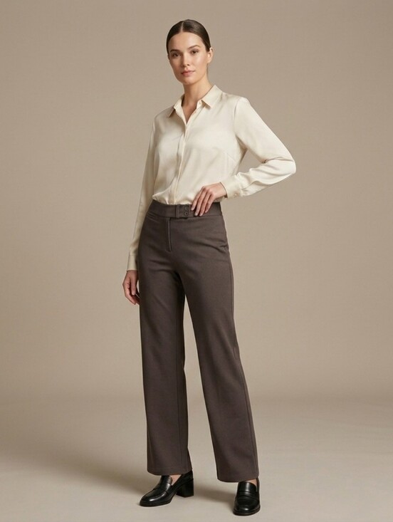 Eileen Fisher Pants - Eileen Fisher Ponte Knit Brown Straight Pants Trousers Size M Medium Stretch